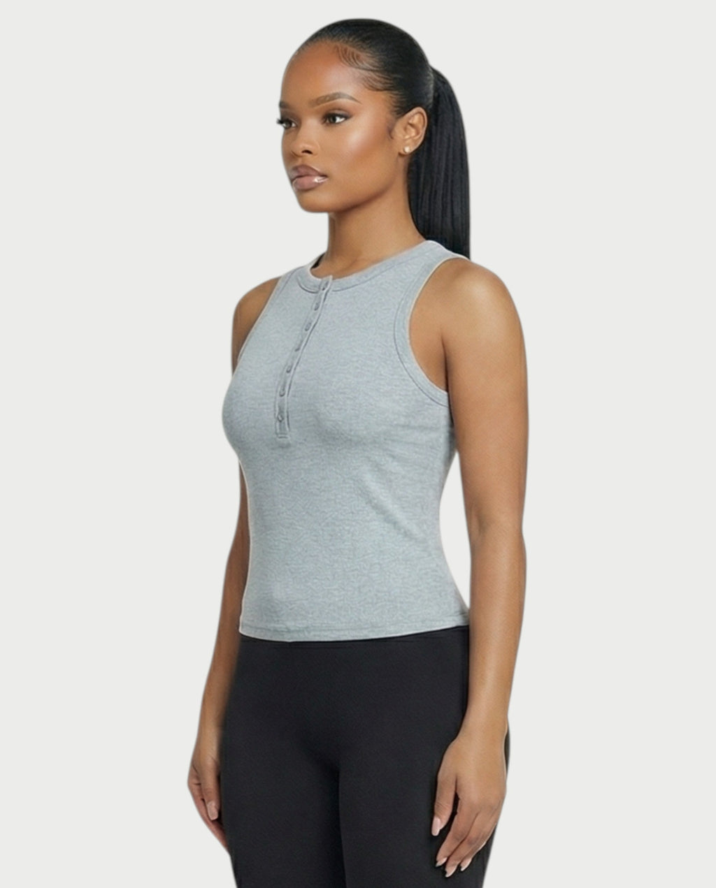 Ribbed Button-Down Tank Top