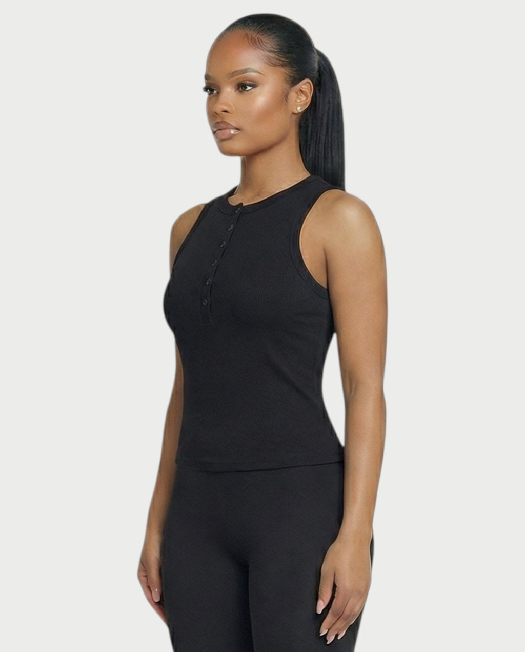 Ribbed Button-Down Tank Top