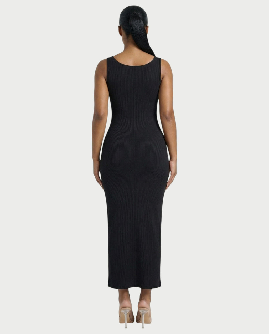 Ribbed Lace-Trim Maxi Dress