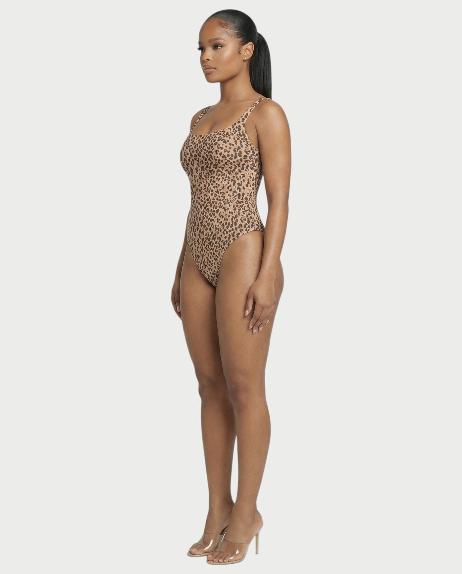 Patterned Scoop Neck Bodysuit