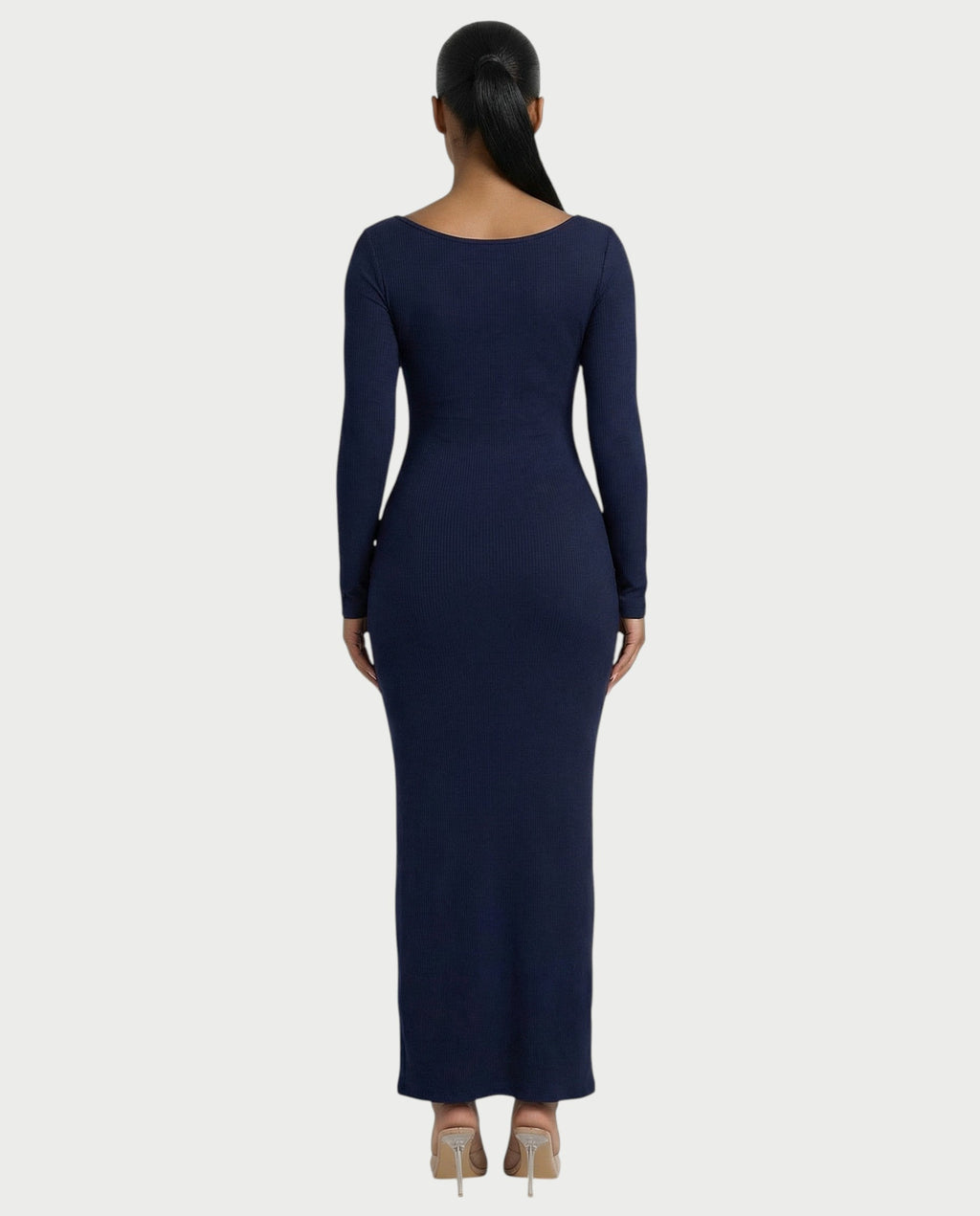 Ribbed Square-Neck Maxi Dress