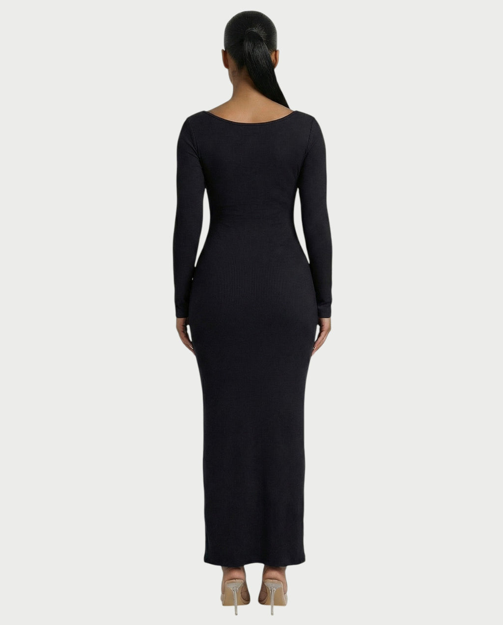 Ribbed Square-Neck Maxi Dress