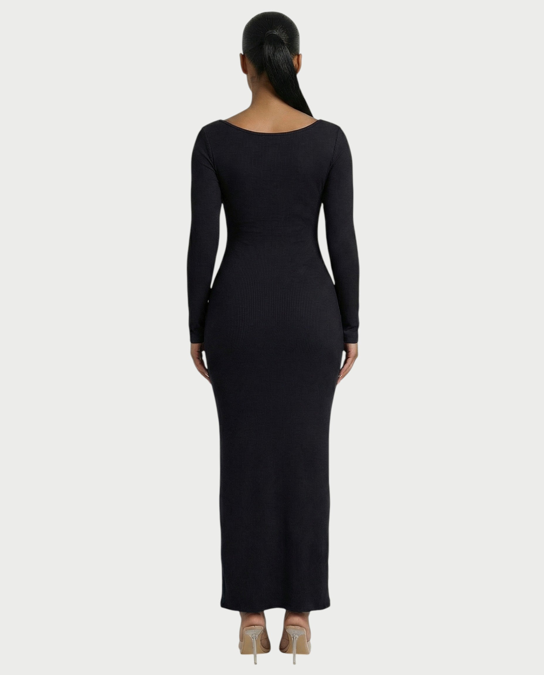 Ribbed Square-Neck Maxi Dress