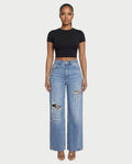 Distressed Wide-Leg Denim Pants