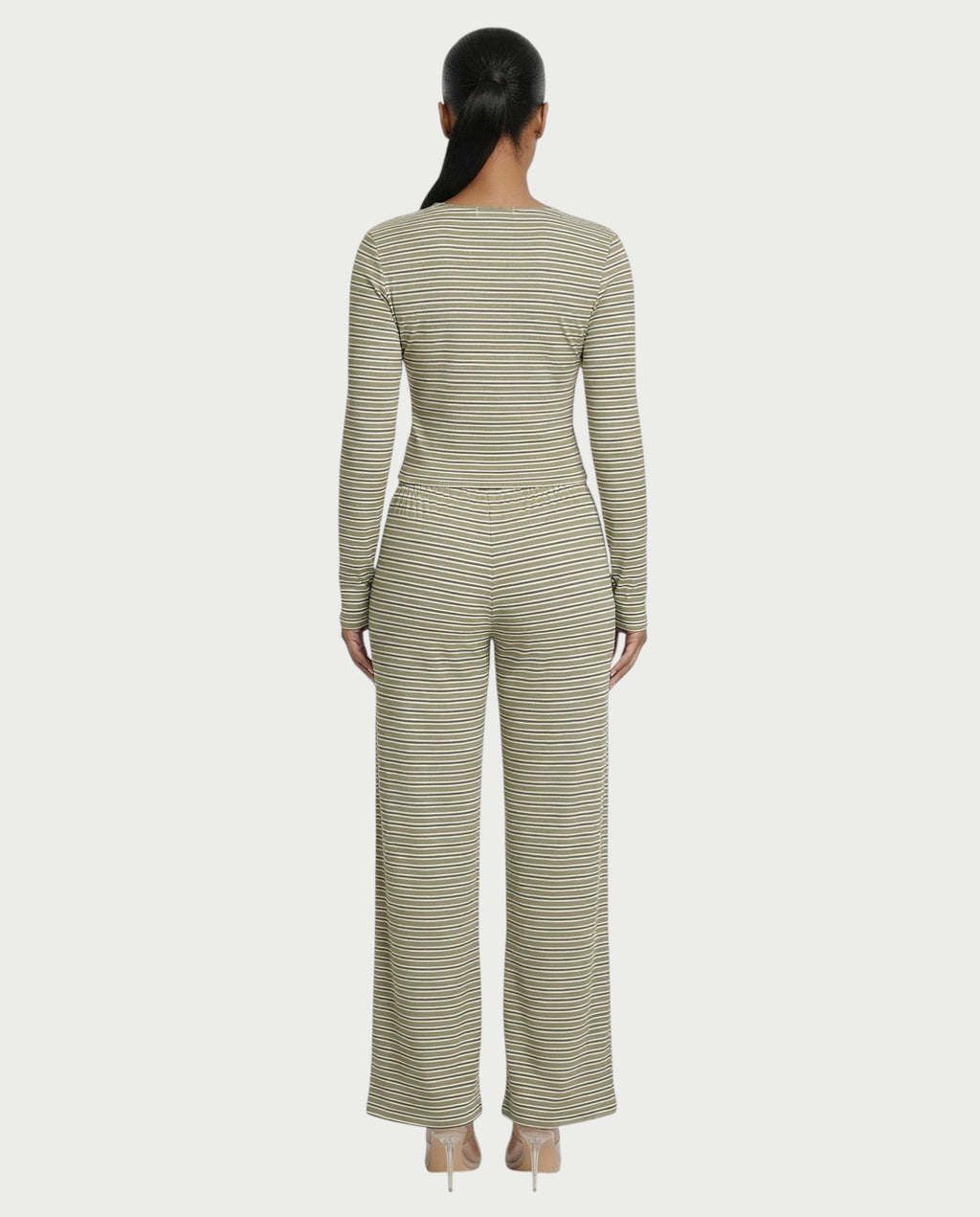 Striped Button Up Top & Drawstring Pants Set