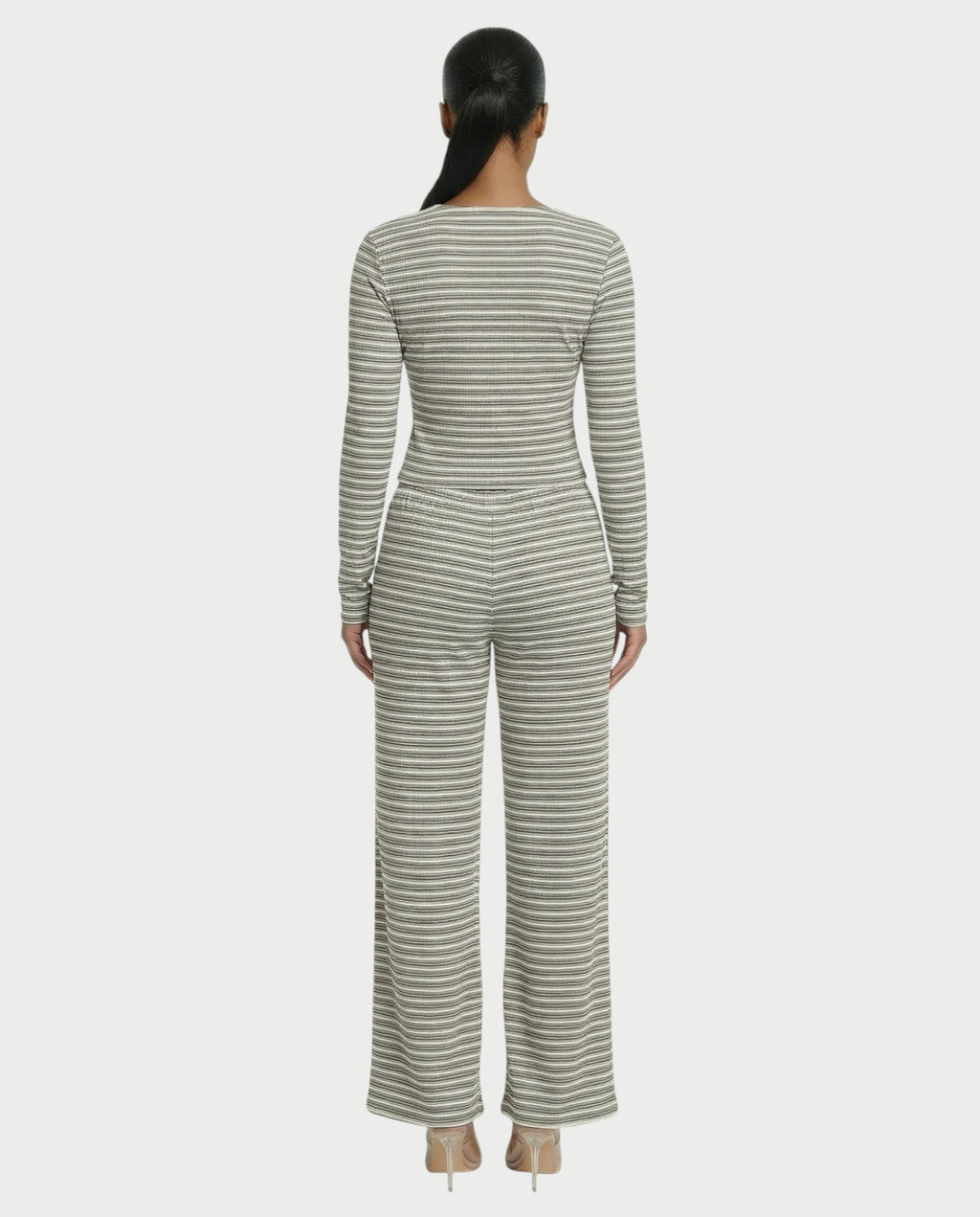 Striped Button Up Top & Drawstring Pants Set