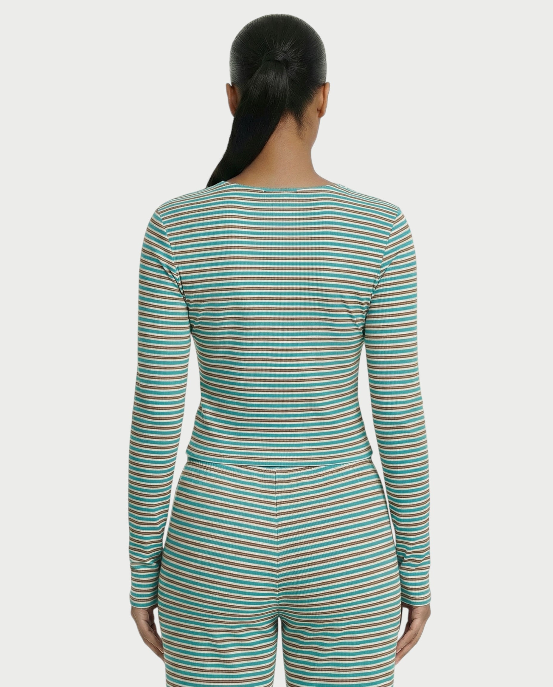 Striped Button Up Top & Drawstring Pants Set