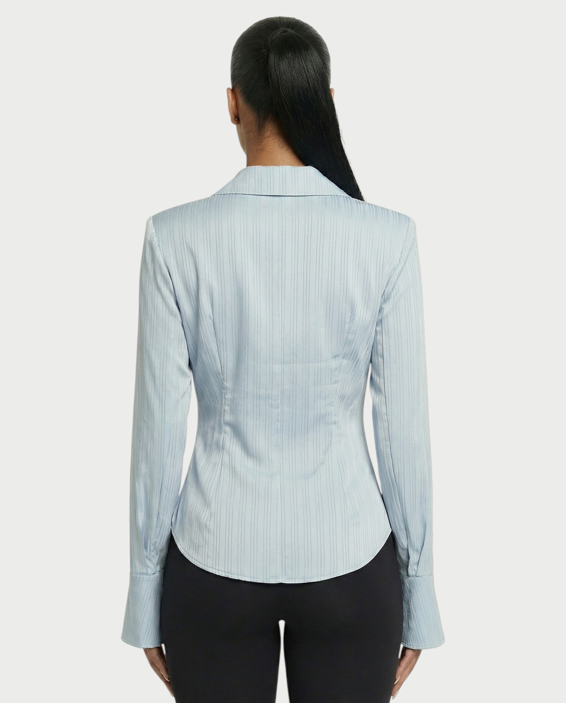 Stripe Button-Down Flared Cuffs Shirt