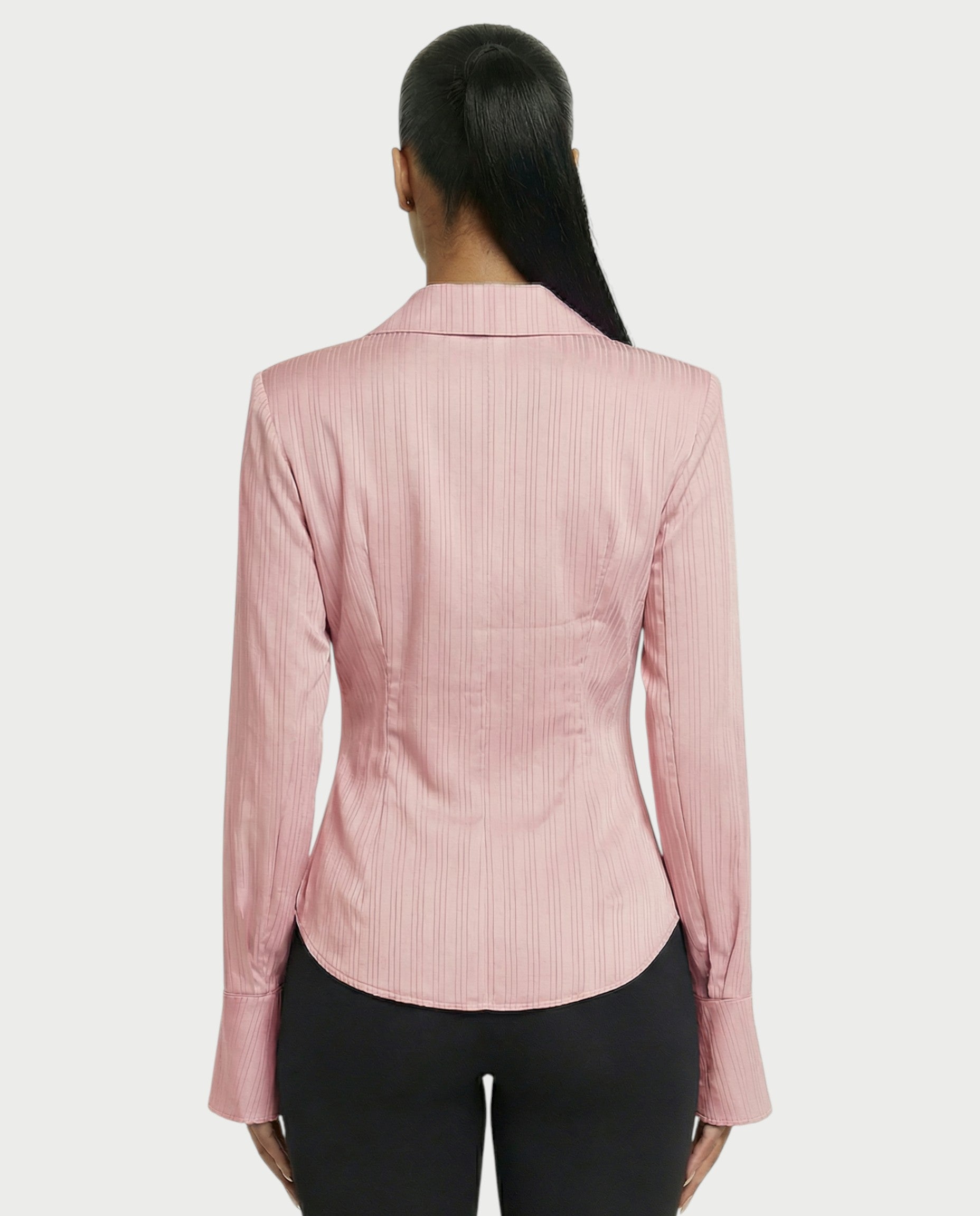 Stripe Button-Down Flared Cuffs Shirt