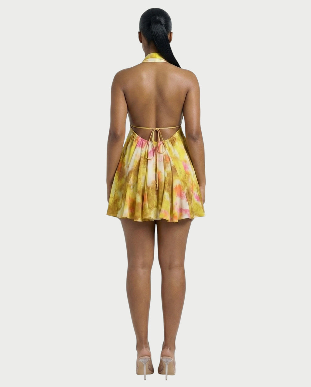 INKY Tie-dye Backless Halter Mini Dress