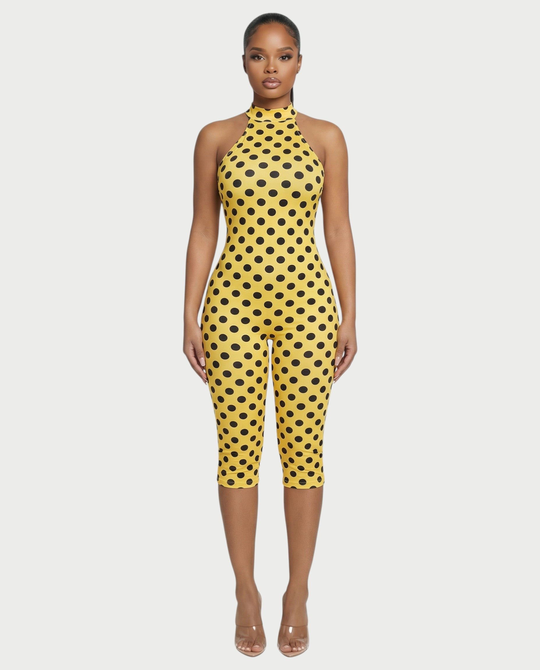 MIRASOL Polka Dot Halter Neck Capri Jumpsuit