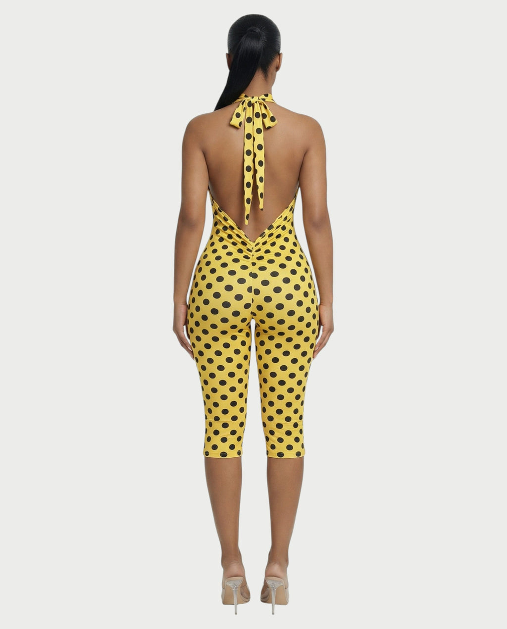 MIRASOL Polka Dot Halter Neck Capri Jumpsuit