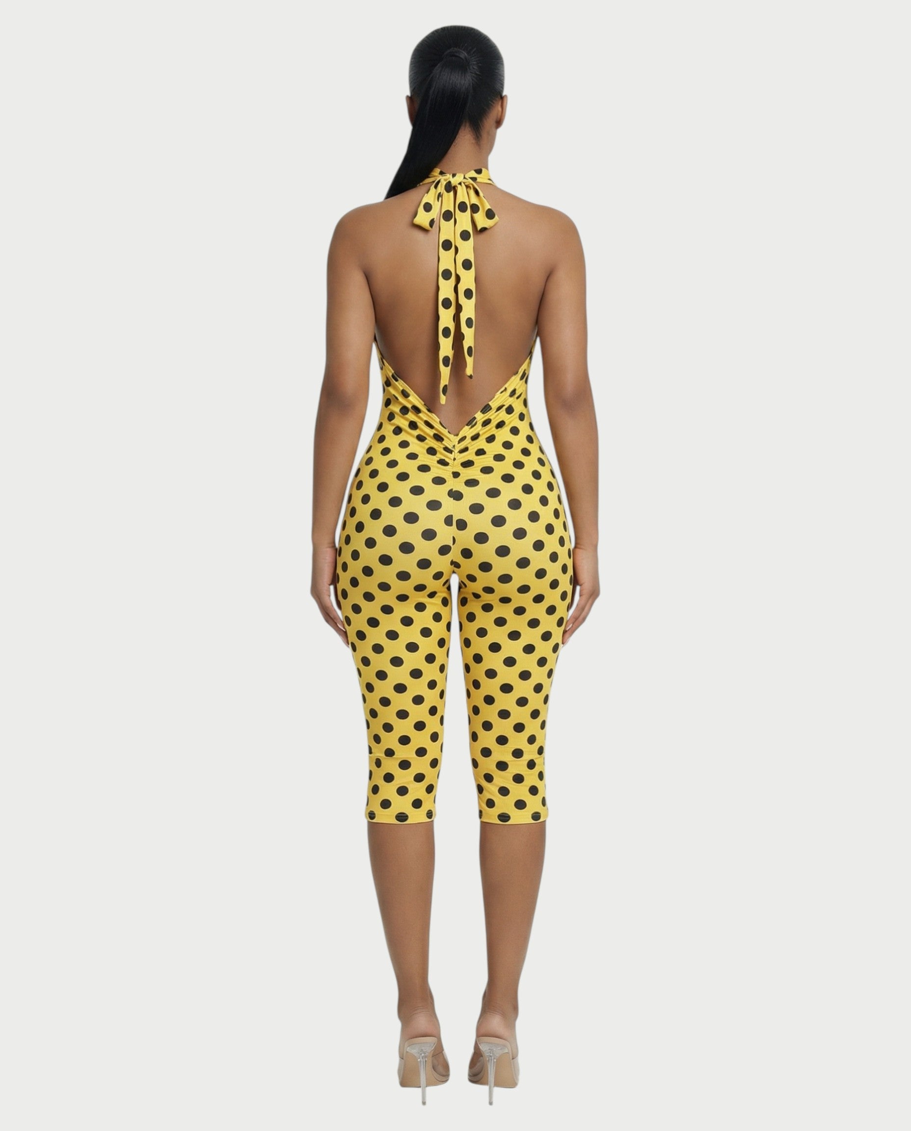 MIRASOL Polka Dot Halter Neck Capri Jumpsuit