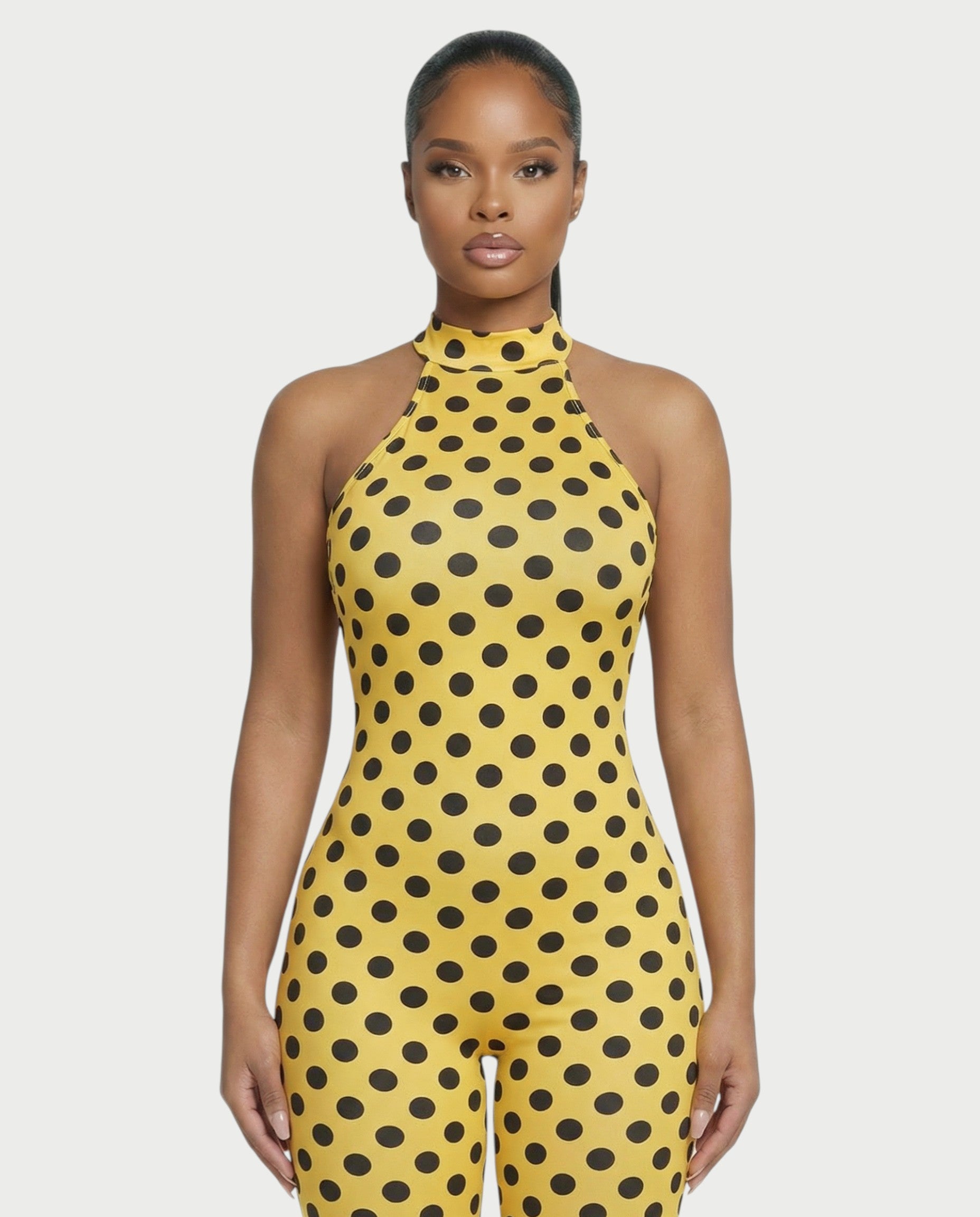 MIRASOL Polka Dot Halter Neck Capri Jumpsuit