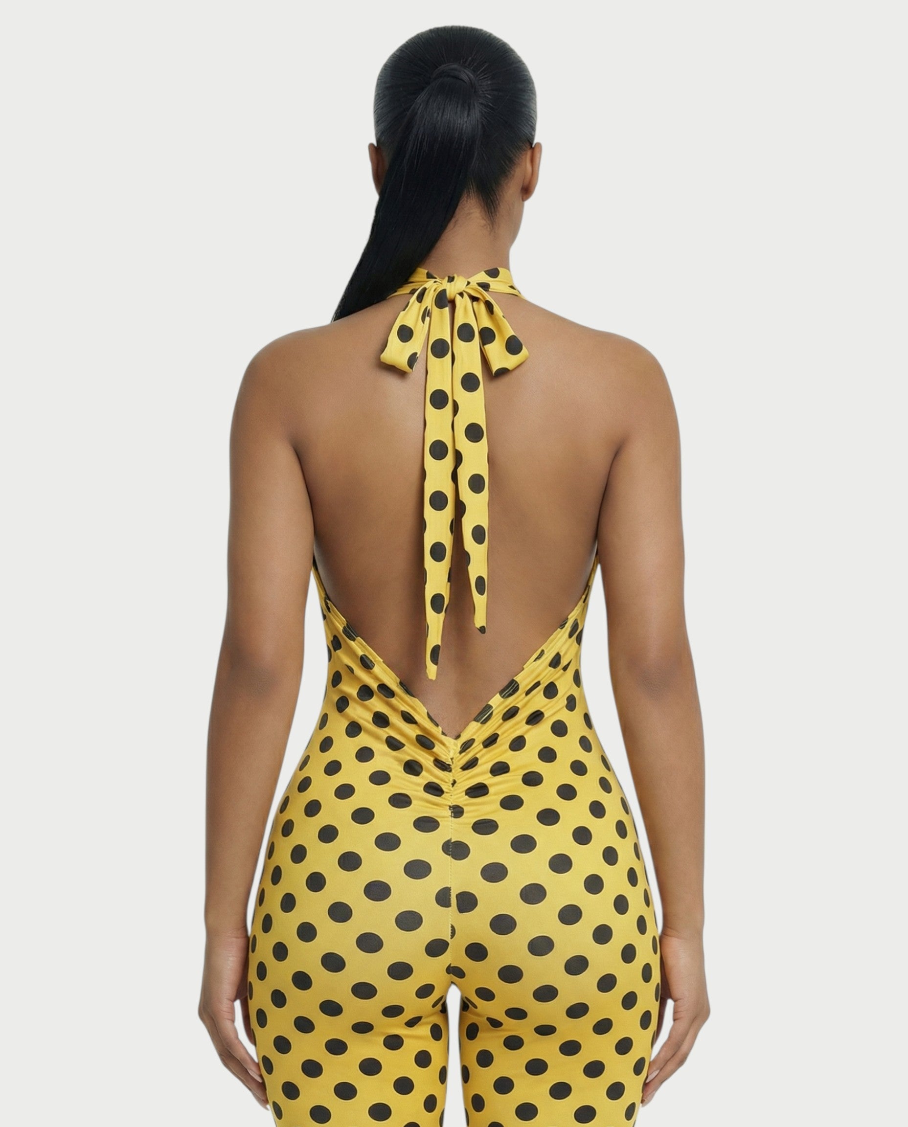 MIRASOL Polka Dot Halter Neck Capri Jumpsuit