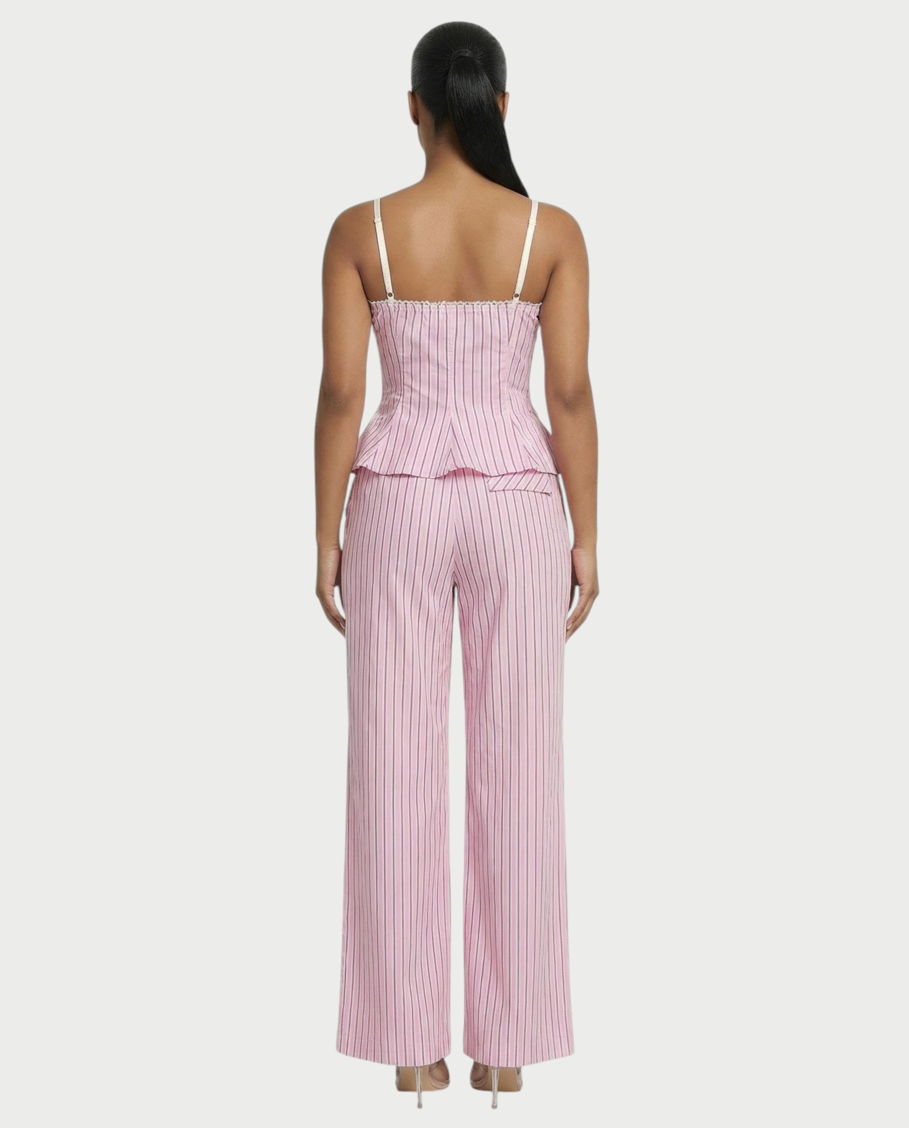 AZURE Pinstripe Peplum Top & Trouser Set