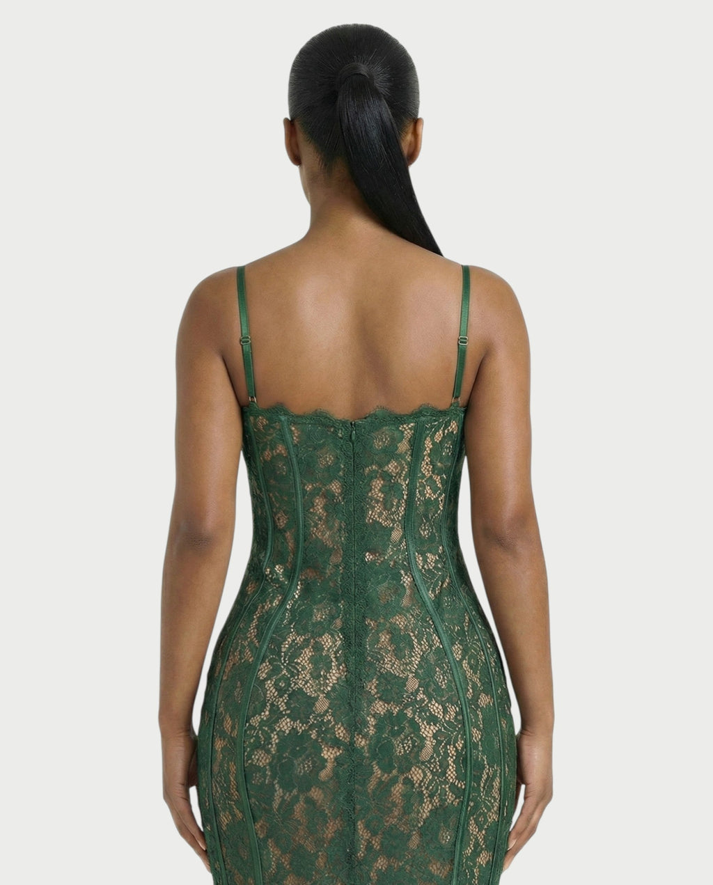 REZA Floral Lace Bodycon Midi Dress