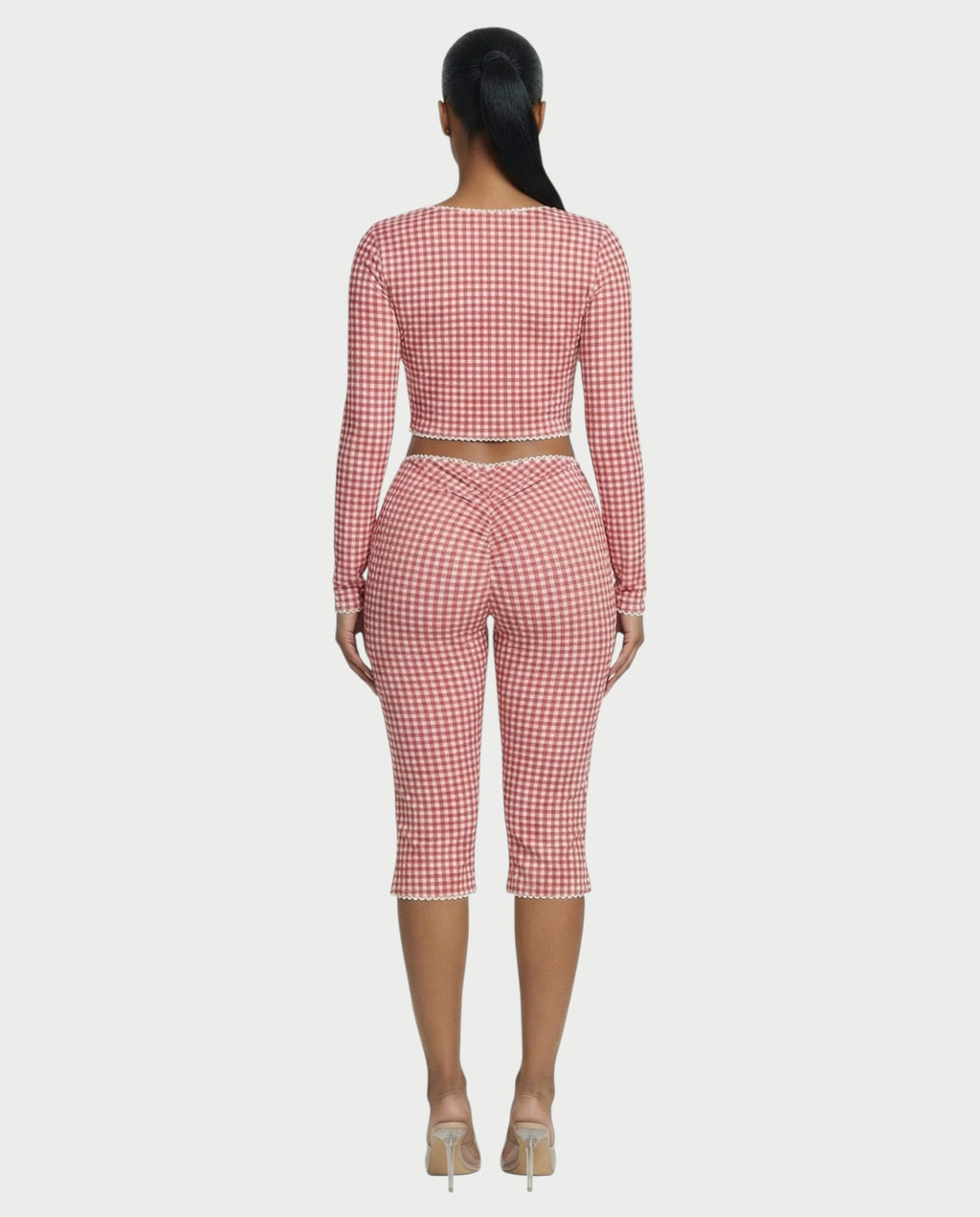 OCEA Gingham Tie-Front Top & Capri Pants Set