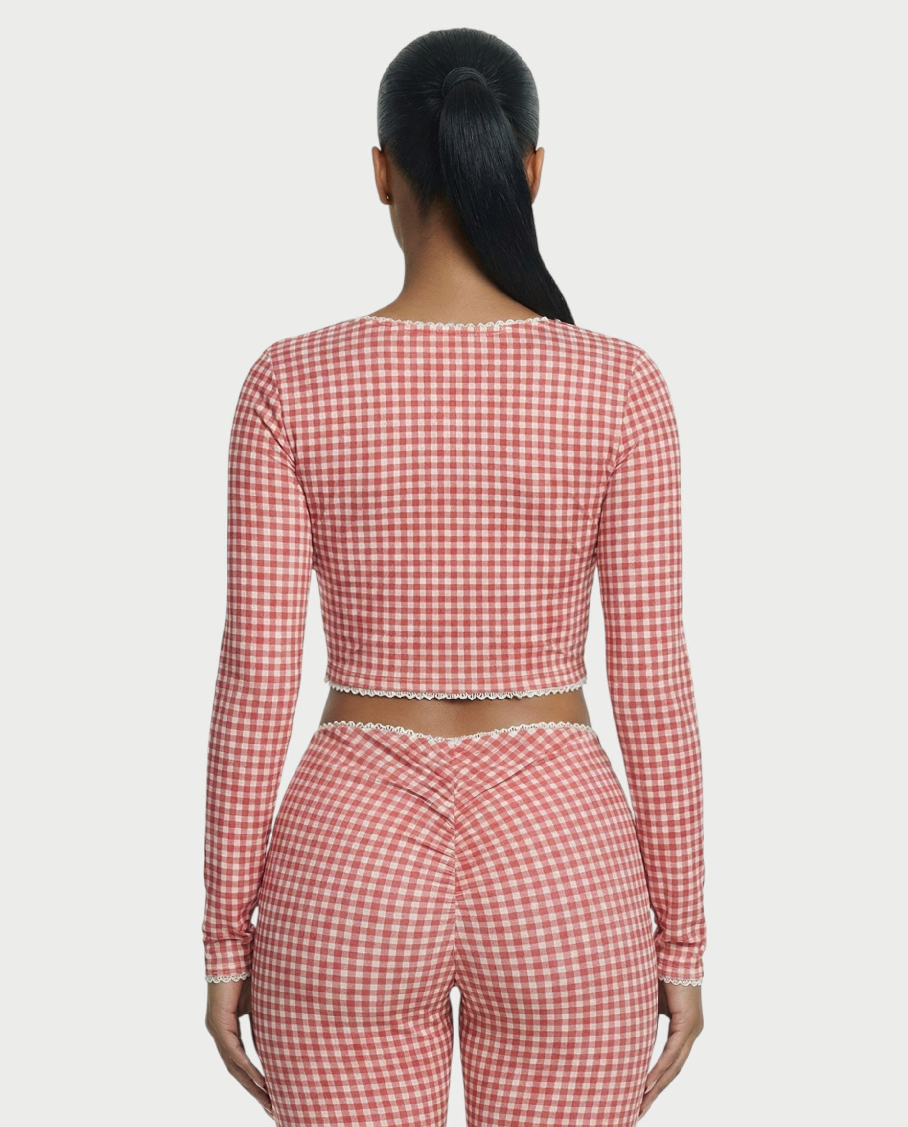 OCEA Gingham Tie-Front Top & Capri Pants Set