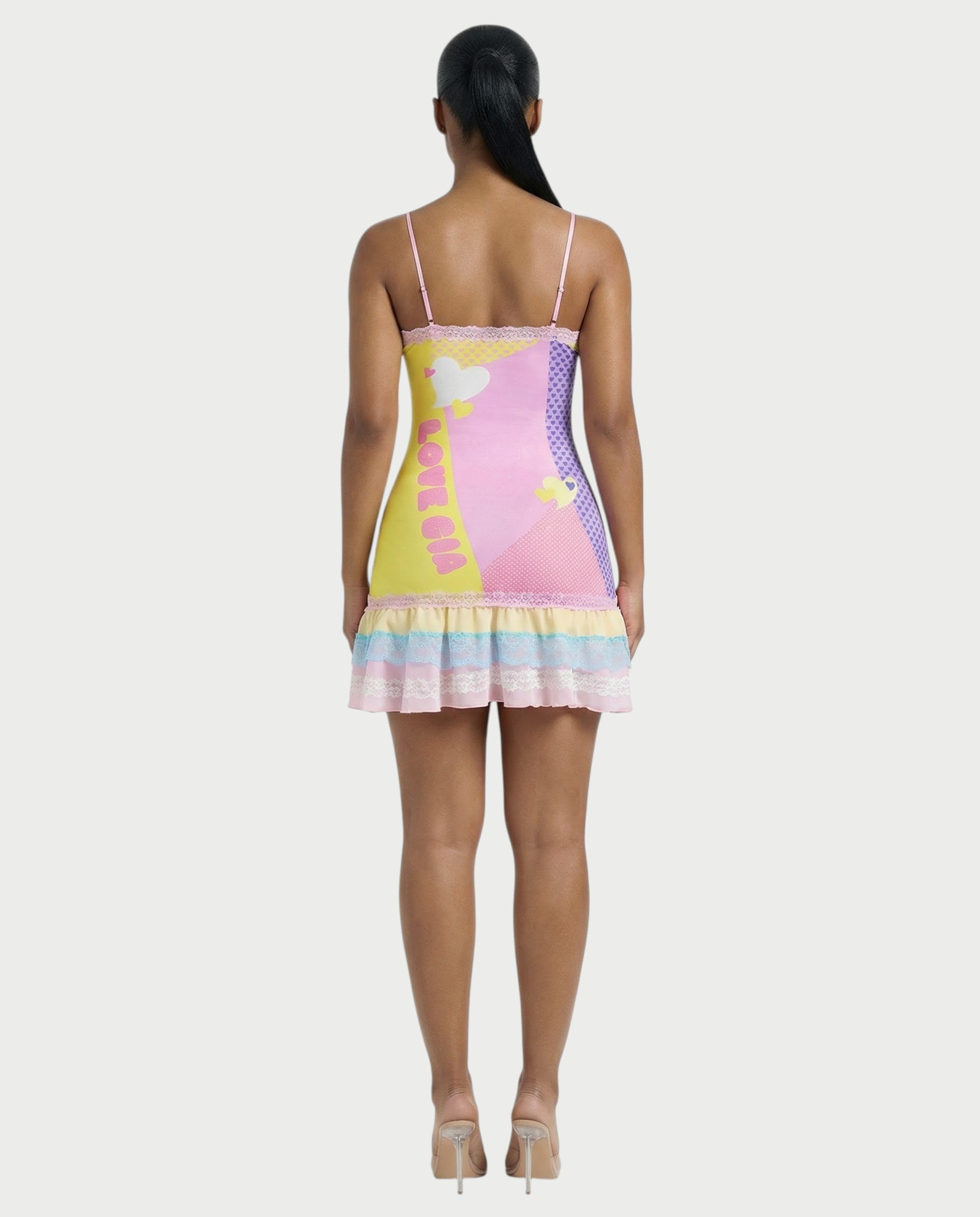 ZUZU Y2K Ruffle Hem Lace Mini Dress