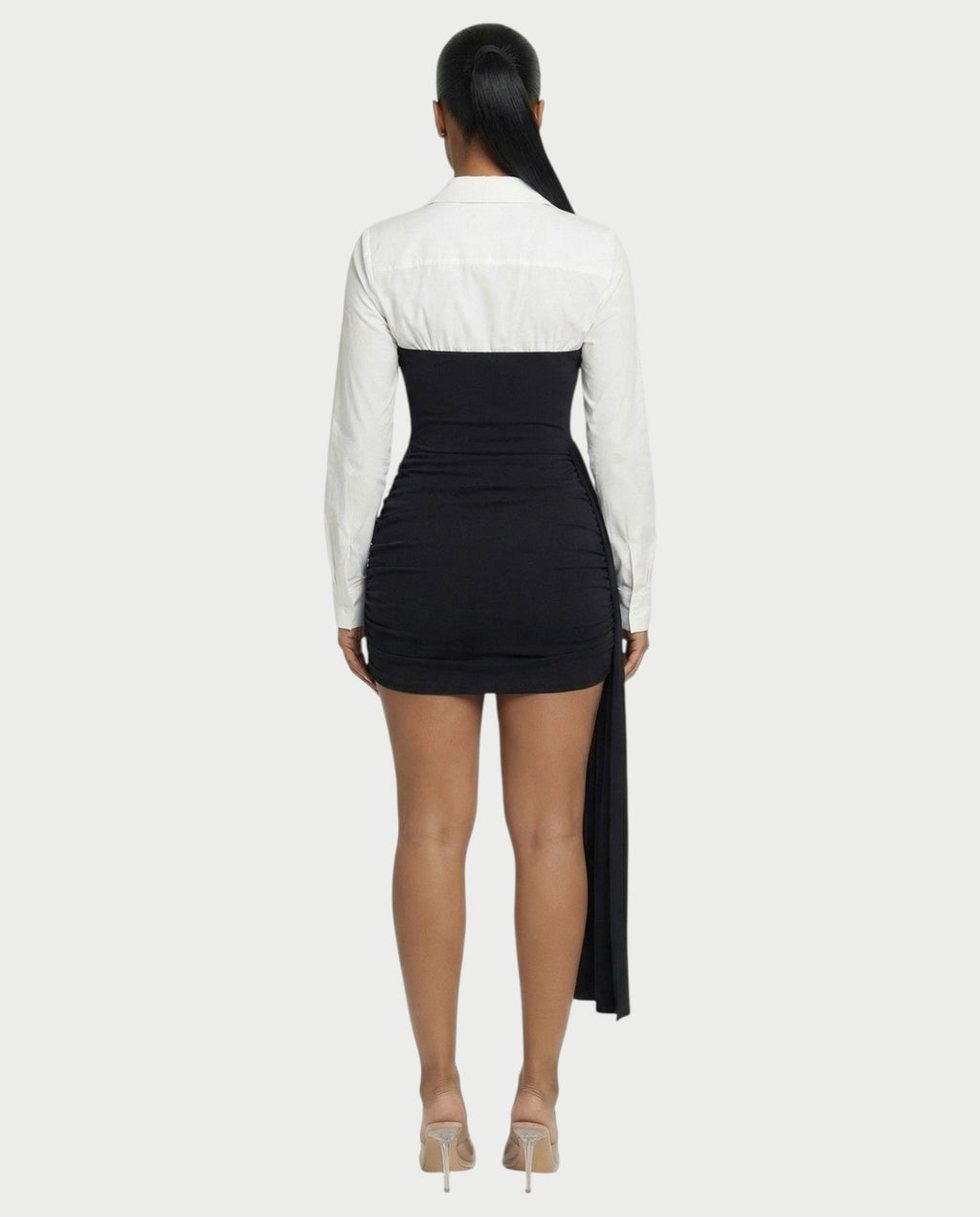HOLLIS Two-Tone Side Drape Mini Dress