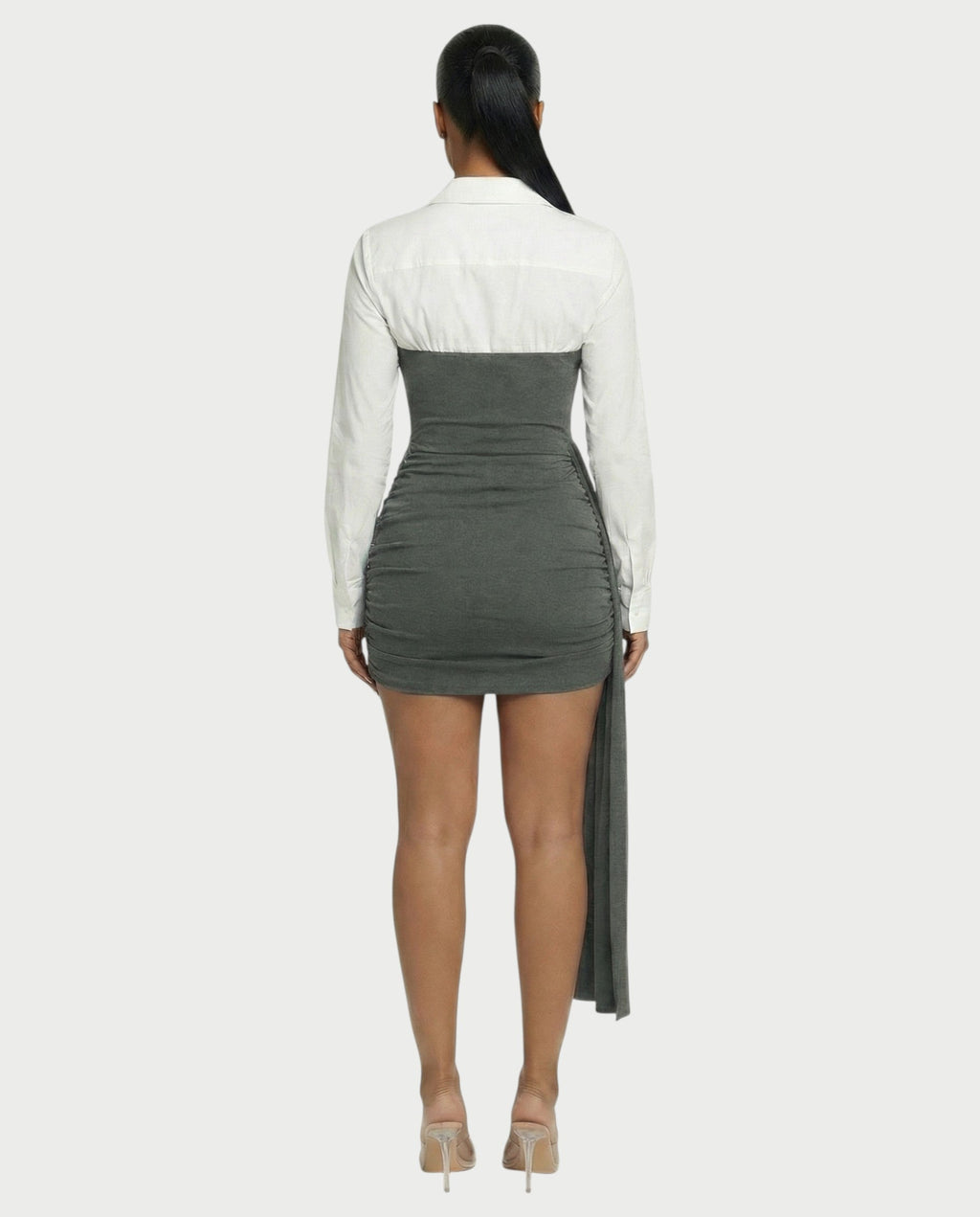 HOLLIS Two-Tone Side Drape Mini Dress