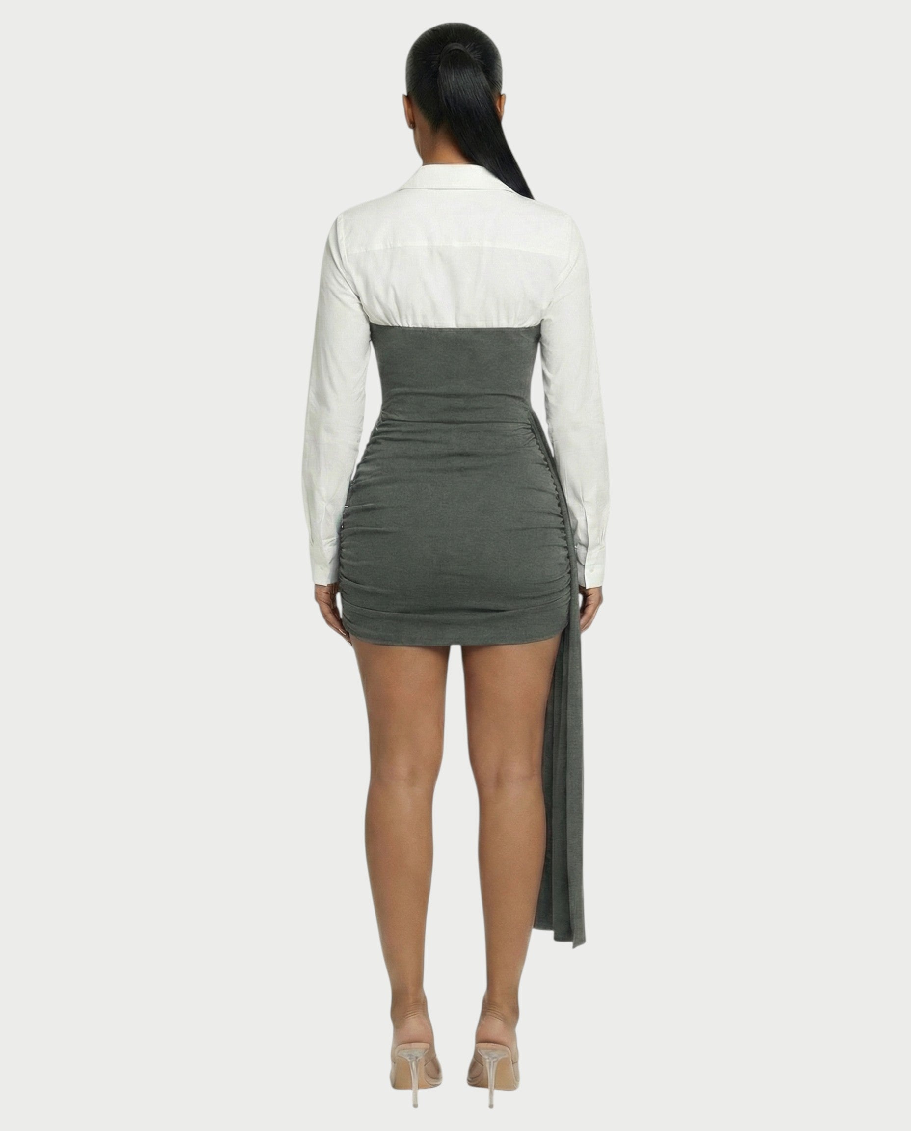 HOLLIS Two-Tone Side Drape Mini Dress