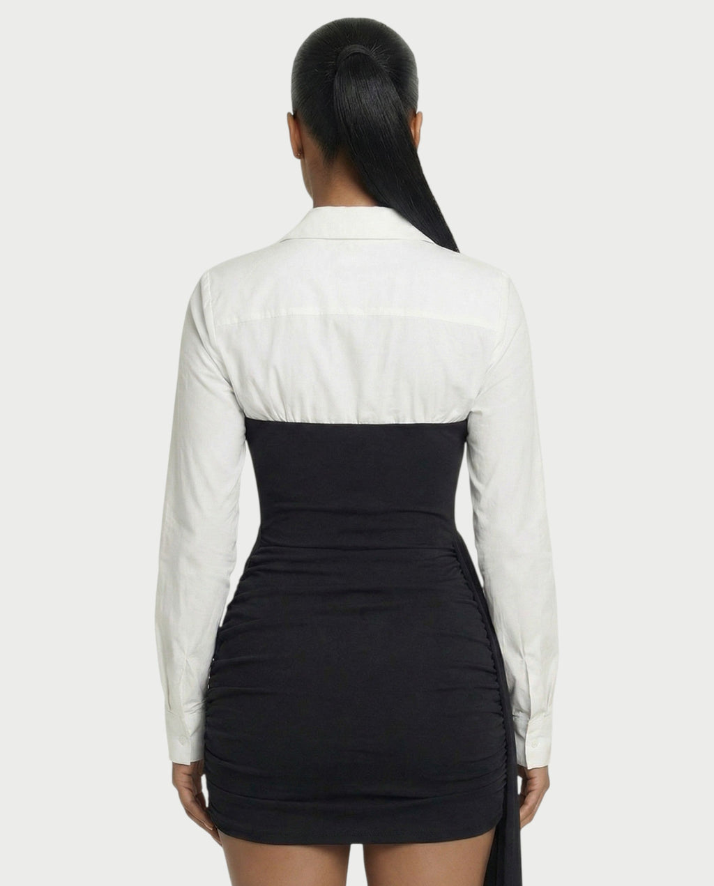HOLLIS Two-Tone Side Drape Mini Dress