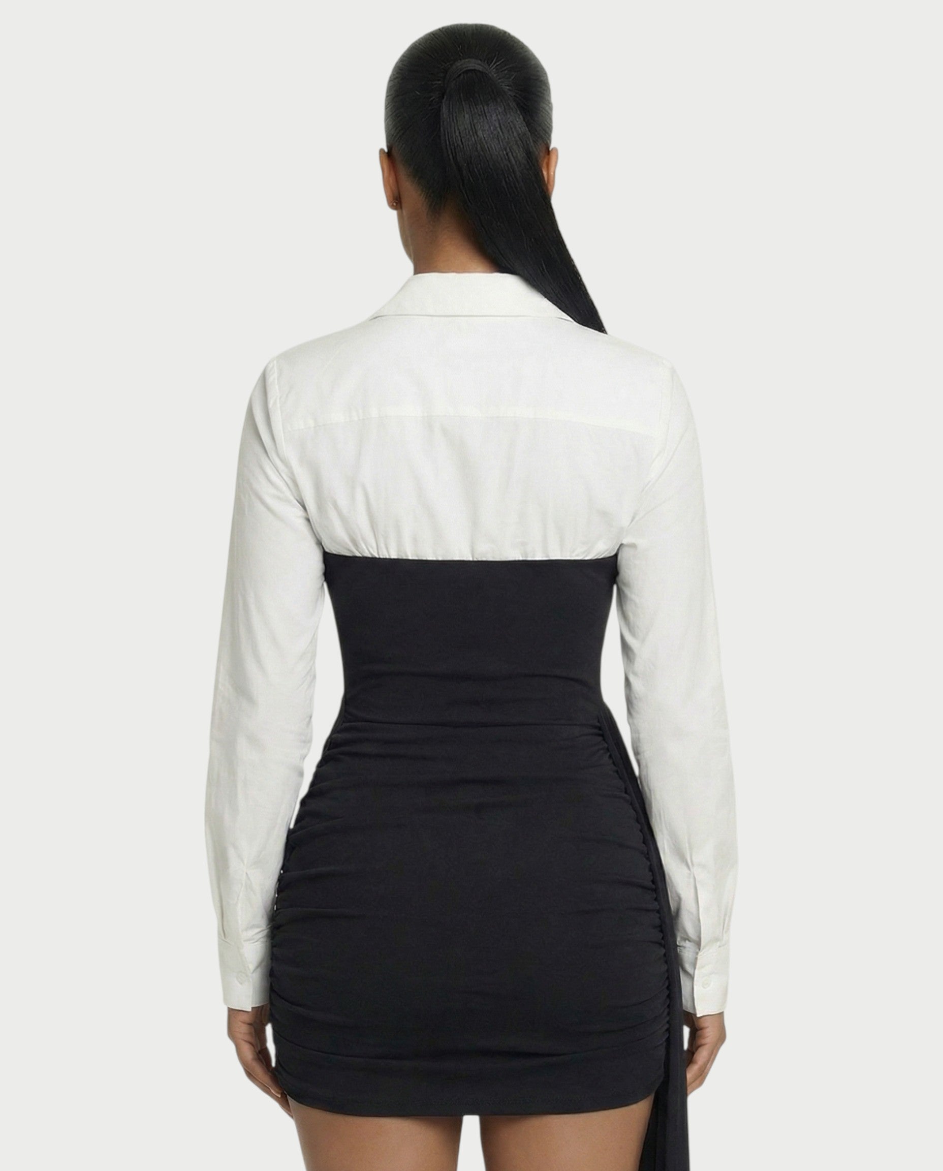 HOLLIS Two-Tone Side Drape Mini Dress