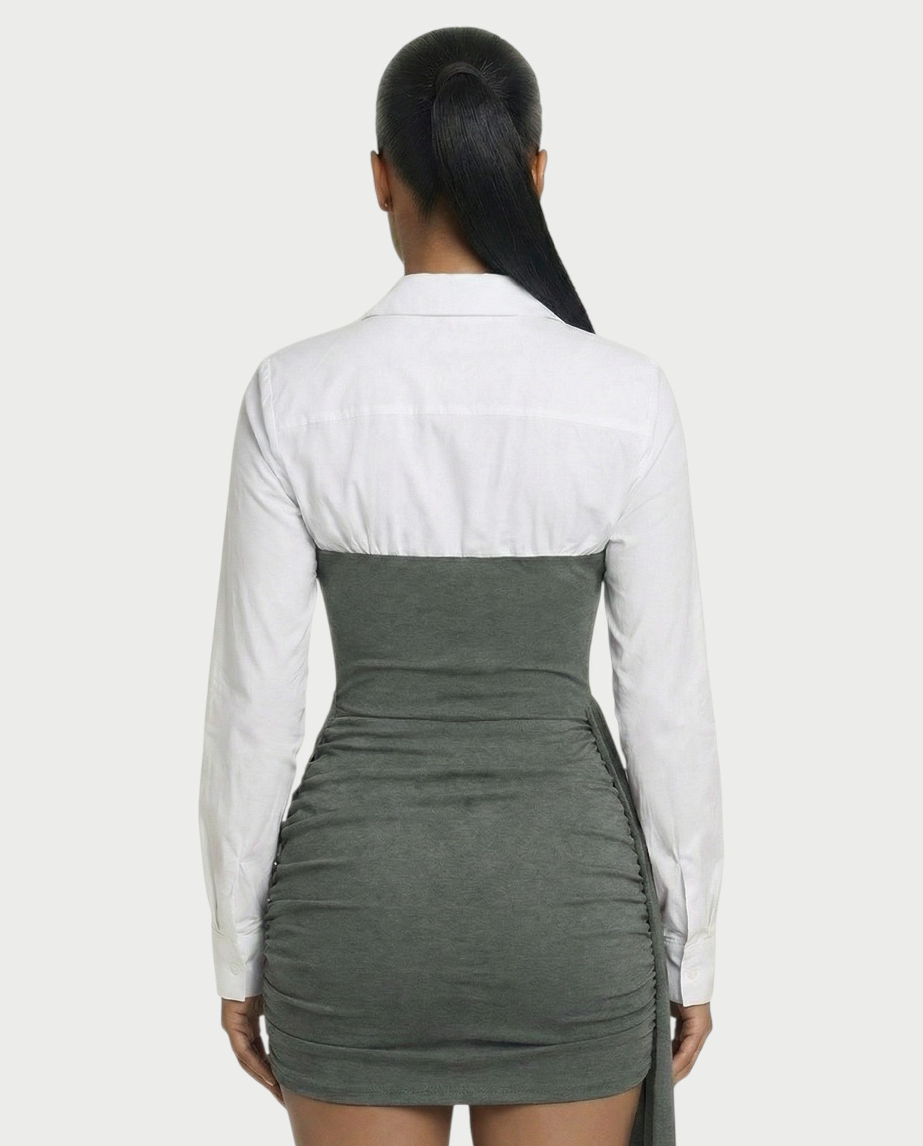 HOLLIS Two-Tone Side Drape Mini Dress