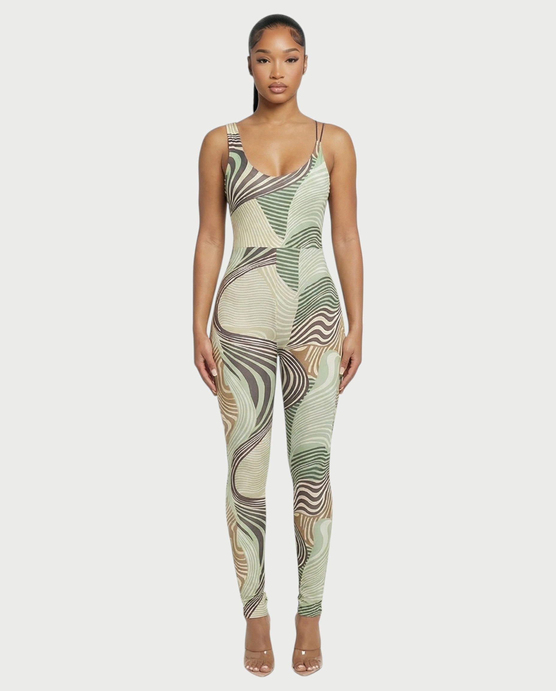 RUNEA Abstract Swirl Print Jumpsuit