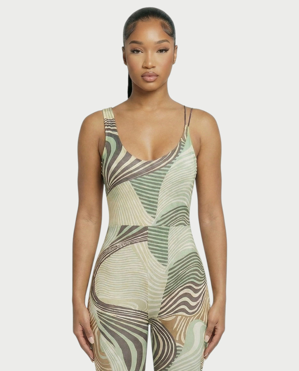 RUNEA Abstract Swirl Print Jumpsuit