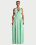 EVIRA Floral Appliqué Drop-Waist Maxi Dress