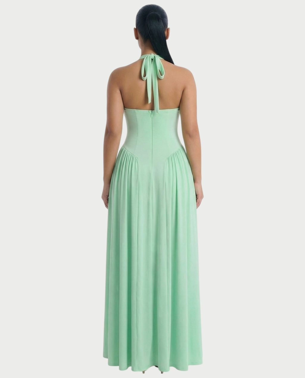 EVIRA Floral Appliqué Drop-Waist Maxi Dress