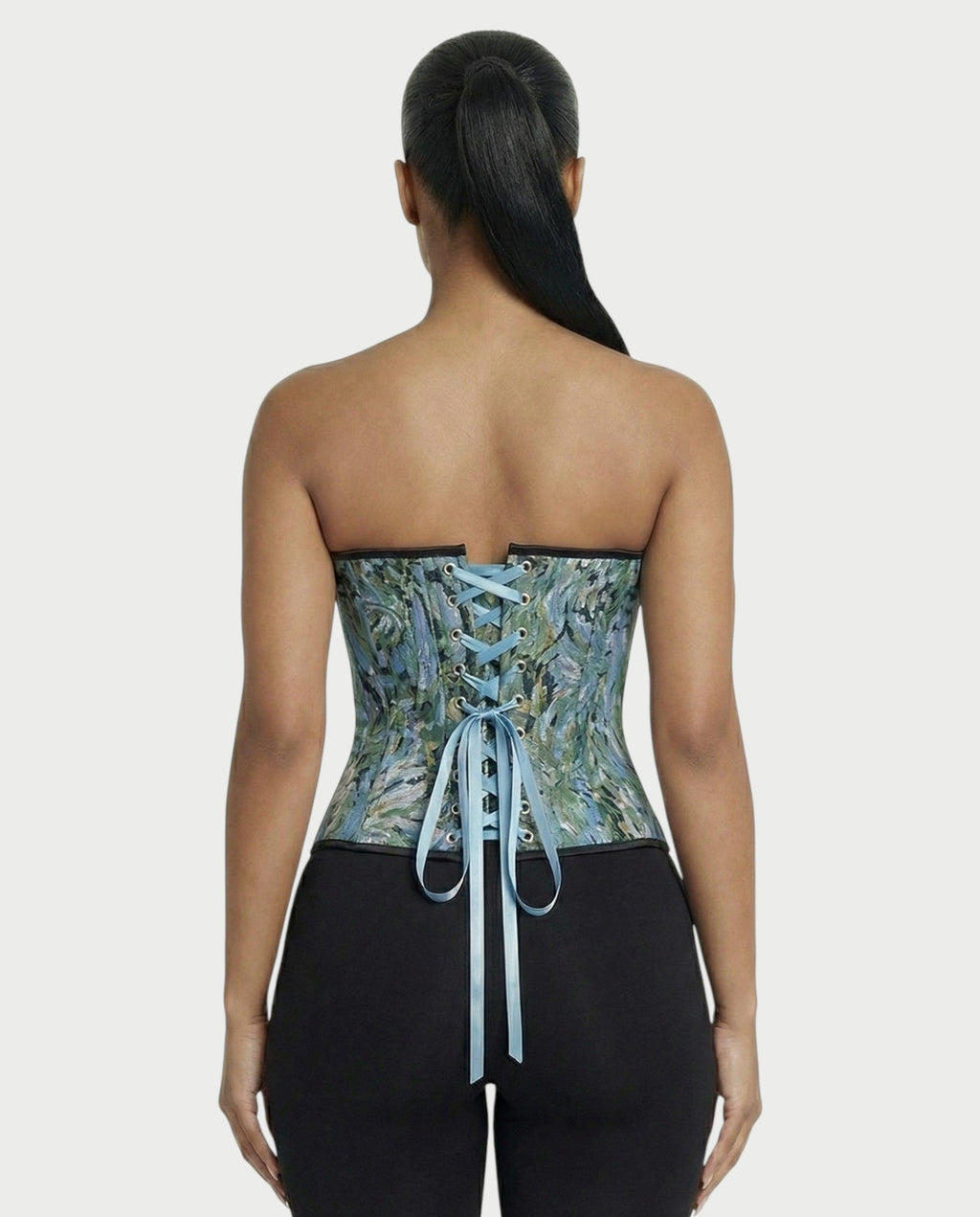 FRAINE Floral Jacquard Corset Top