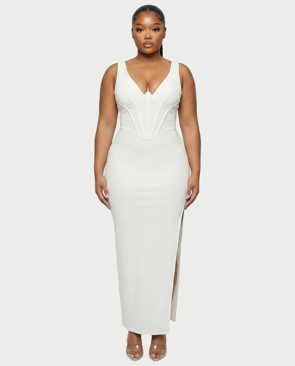 KAELA Corset Side-Slit Maxi Dress