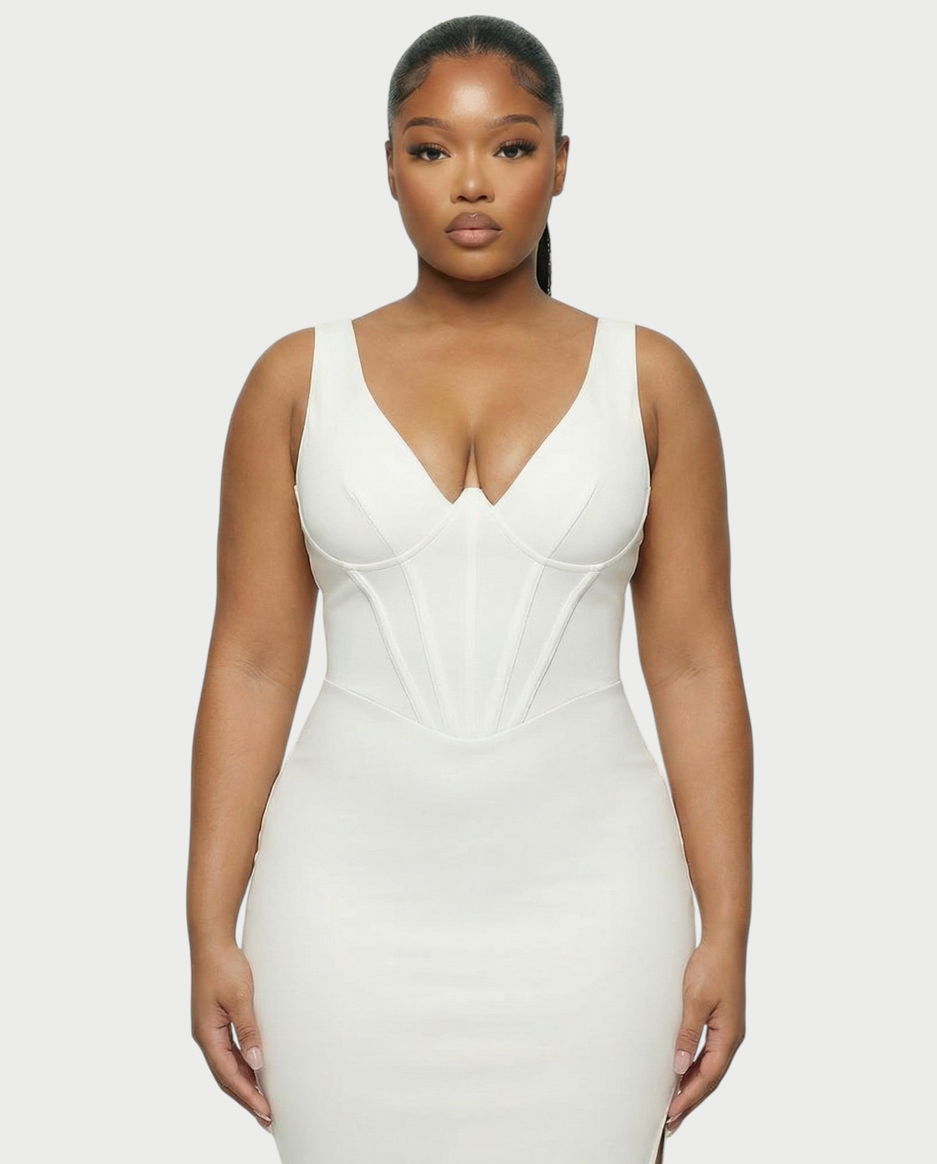 KAELA Corset Side-Slit Maxi Dress