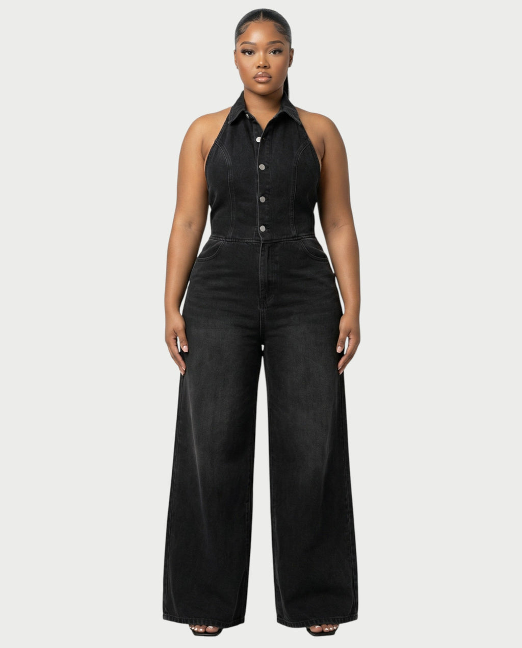 ZALEN Denim Wide-Leg Jumpsuit