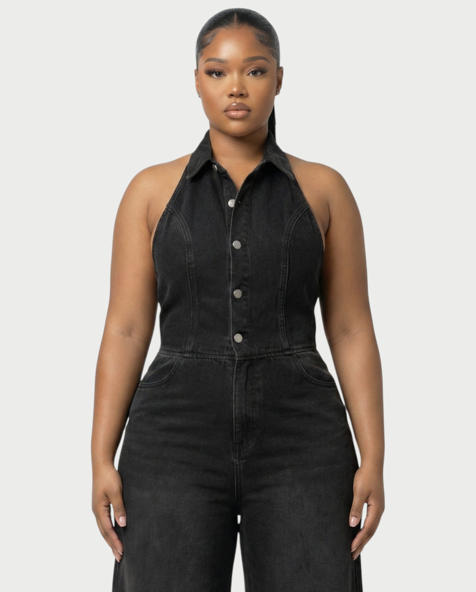 ZALEN Denim Wide-Leg Jumpsuit