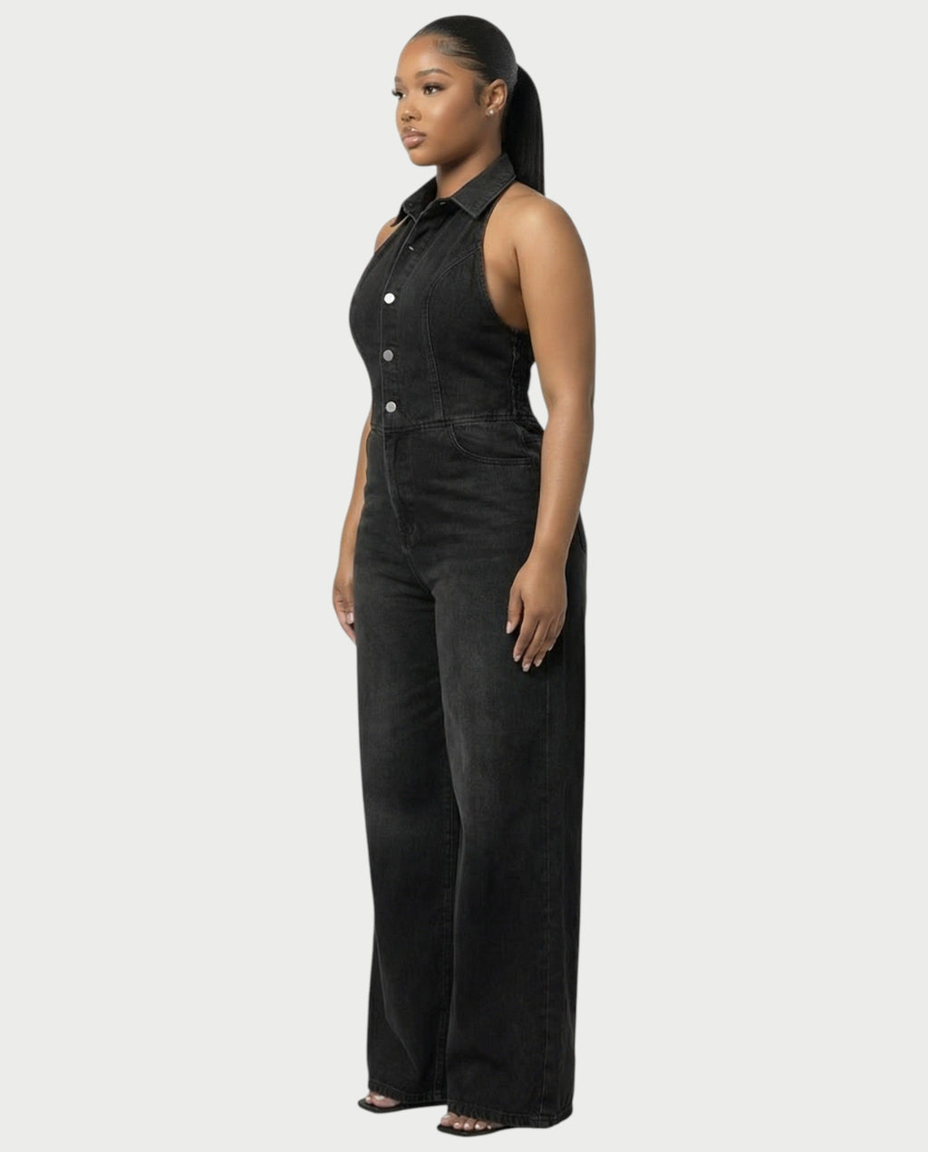 ZALEN Denim Wide-Leg Jumpsuit