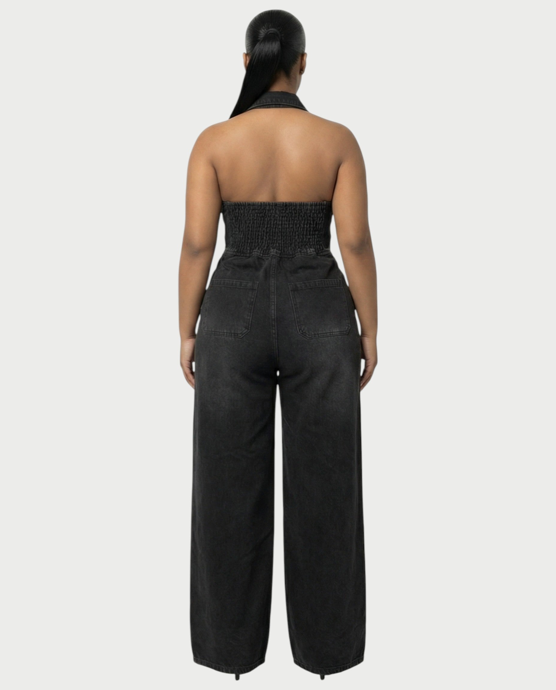 ZALEN Denim Wide-Leg Jumpsuit