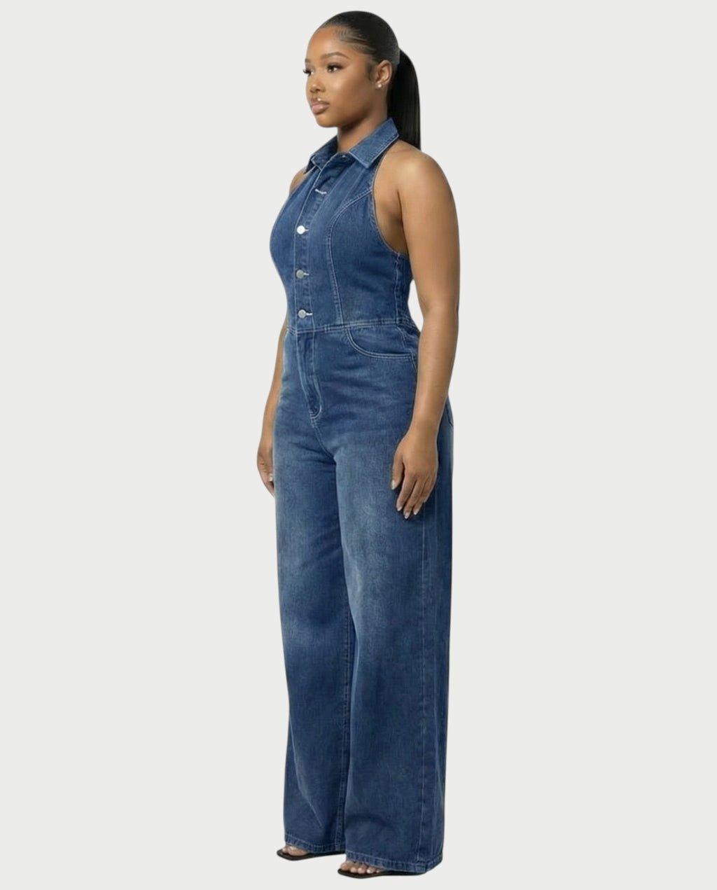 ZALEN Denim Wide-Leg Jumpsuit
