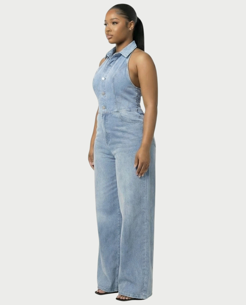 ZALEN Denim Wide-Leg Jumpsuit