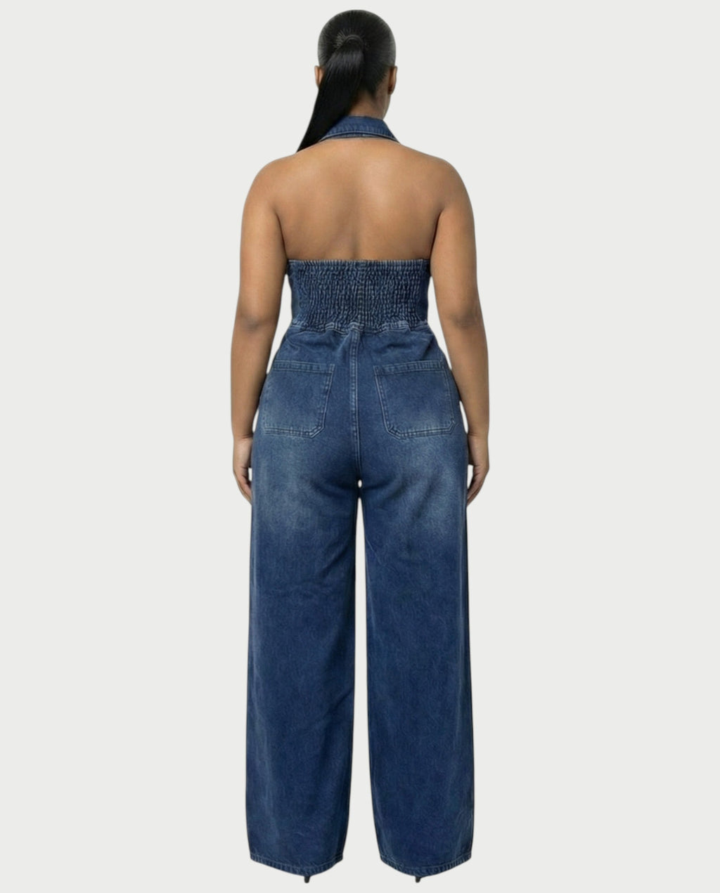 ZALEN Denim Wide-Leg Jumpsuit