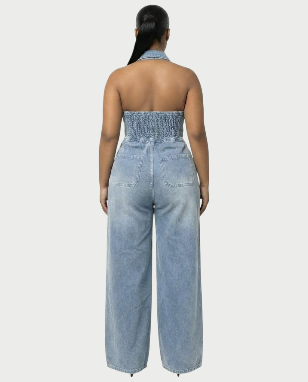 ZALEN Denim Wide-Leg Jumpsuit