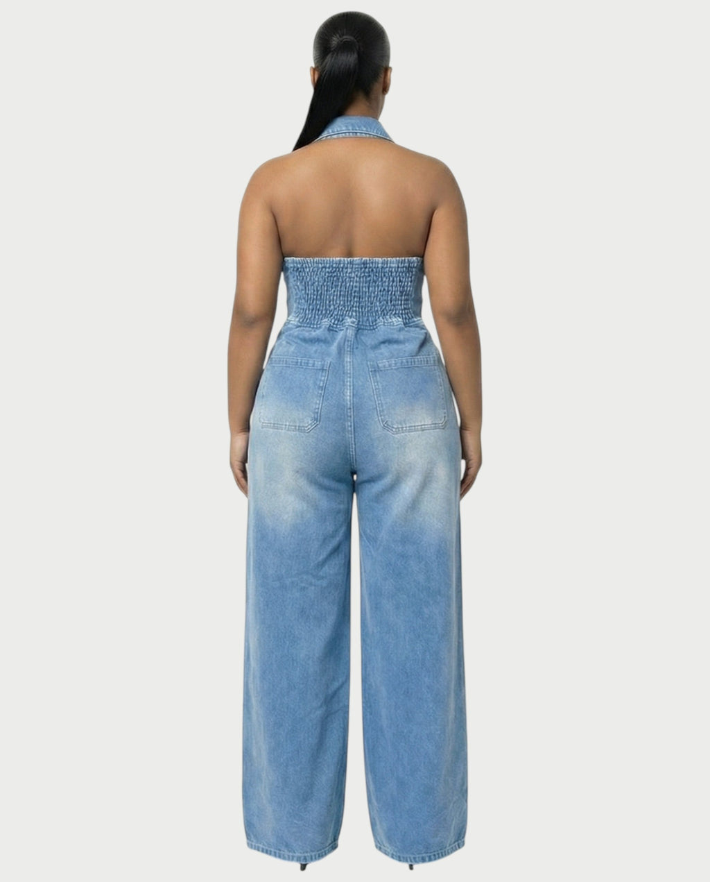 ZALEN Denim Wide-Leg Jumpsuit