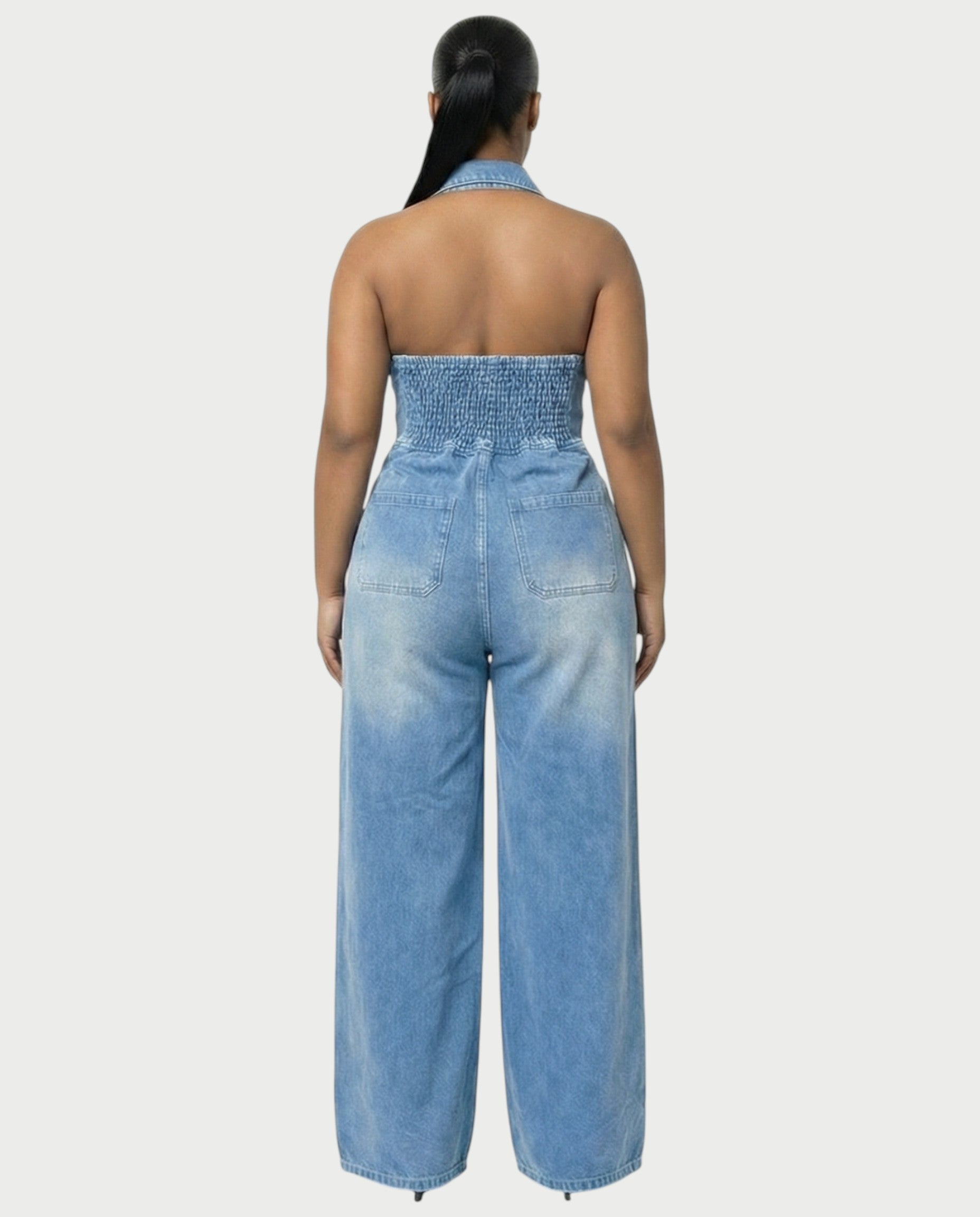 ZALEN Denim Wide-Leg Jumpsuit