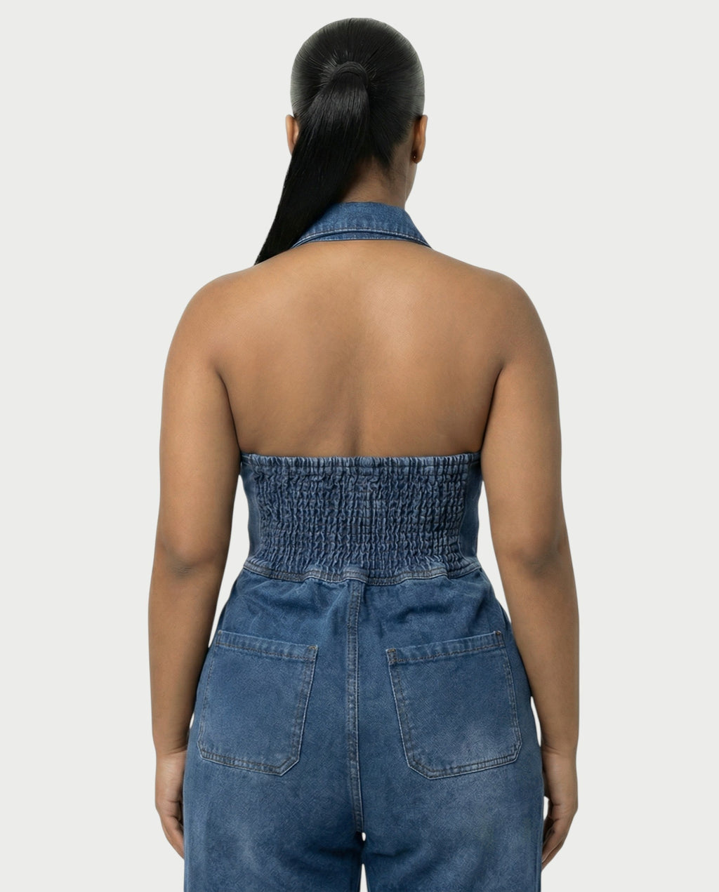 ZALEN Denim Wide-Leg Jumpsuit