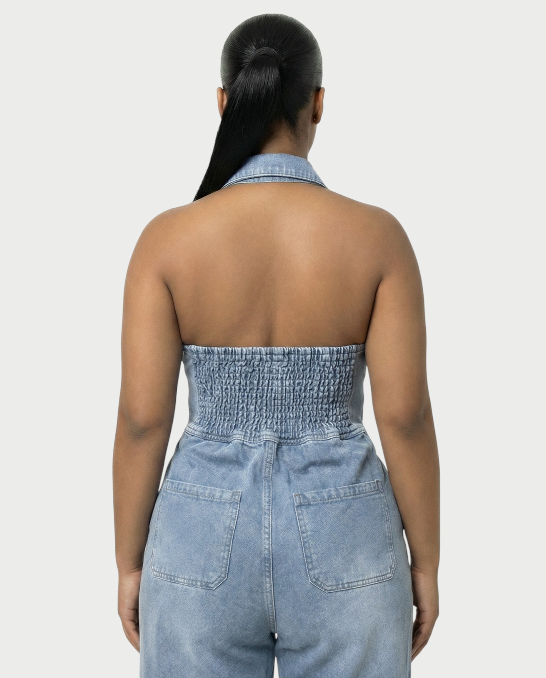 ZALEN Denim Wide-Leg Jumpsuit