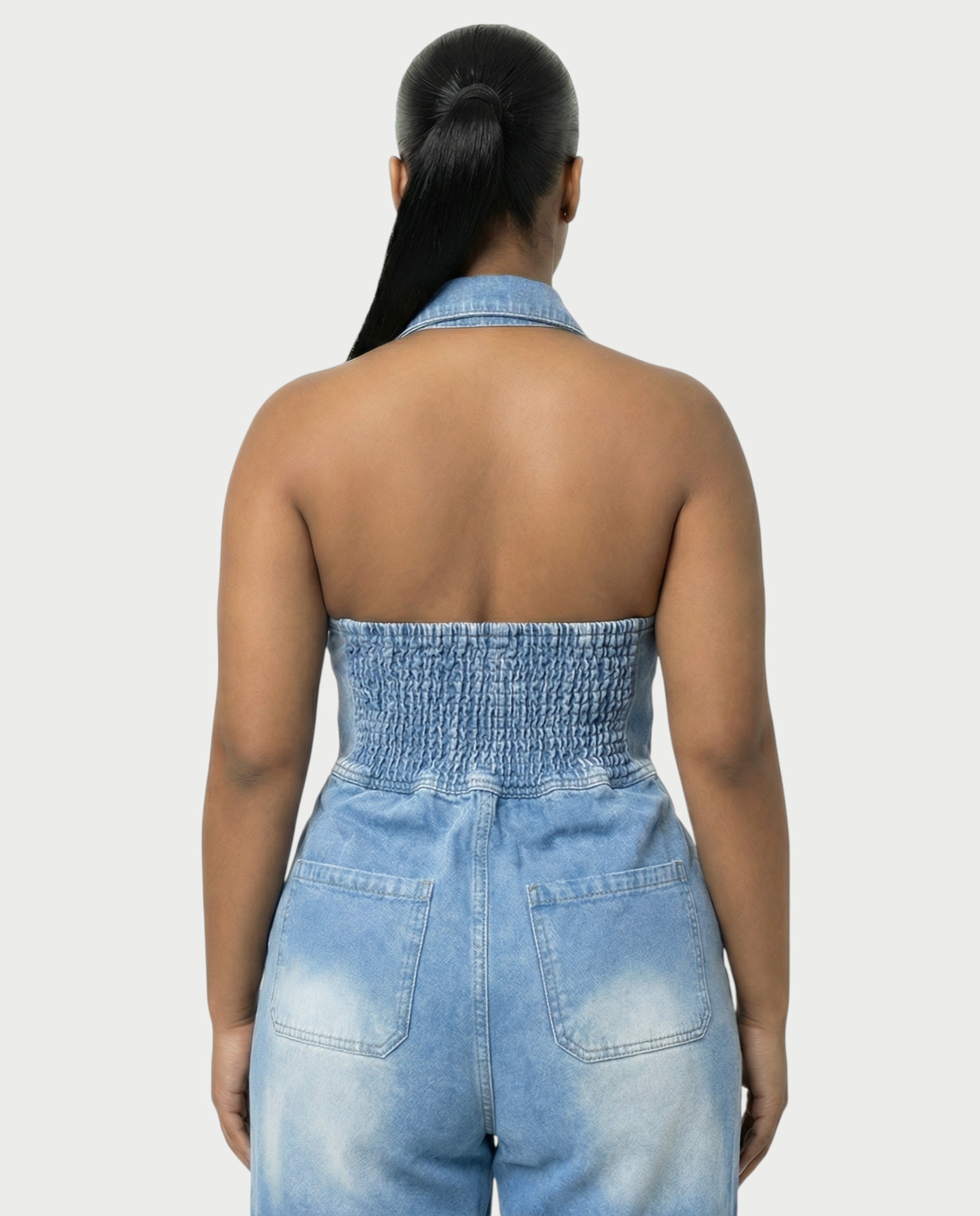 ZALEN Denim Wide-Leg Jumpsuit